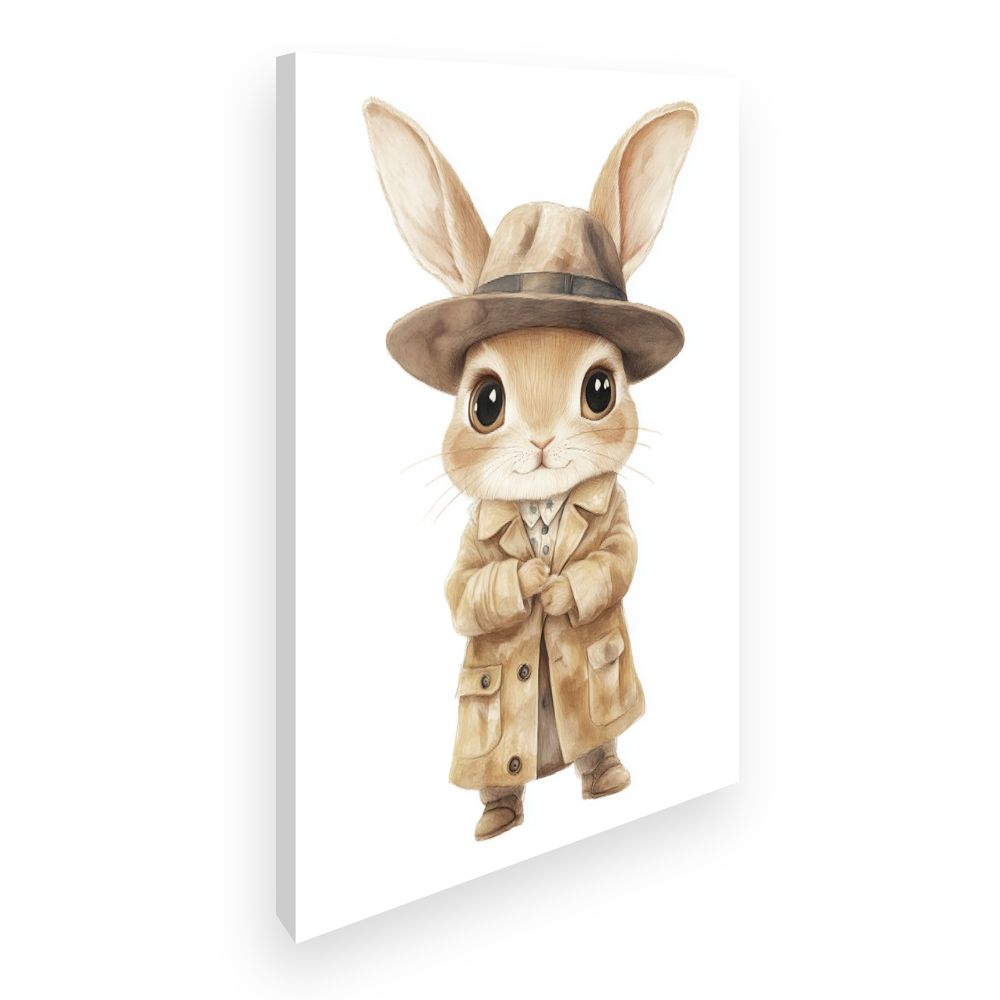 Tableau imprimé pour enfants 'Lapin chic détective'