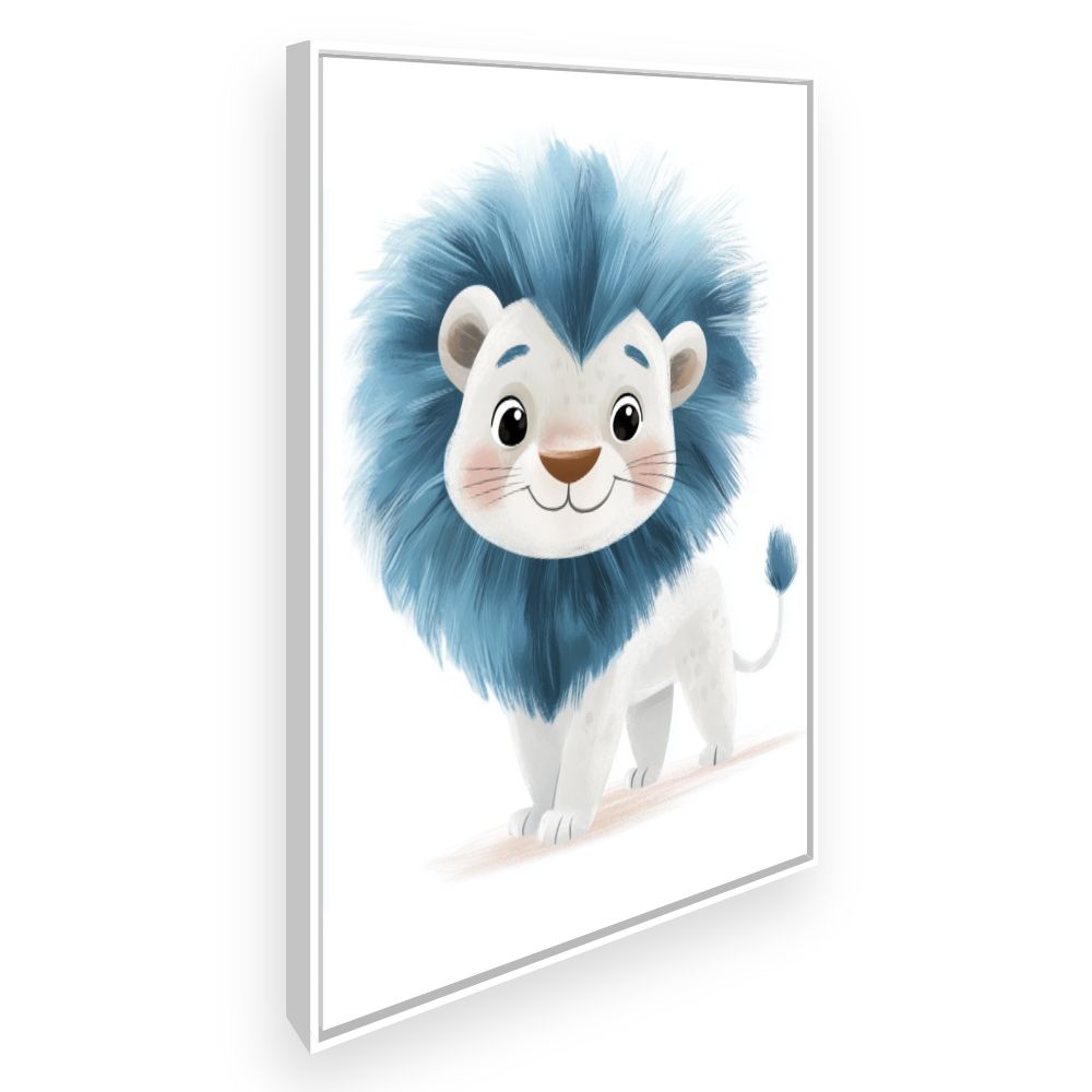 Tableau imprimé pour enfants 'Lionceau bleu adorable'