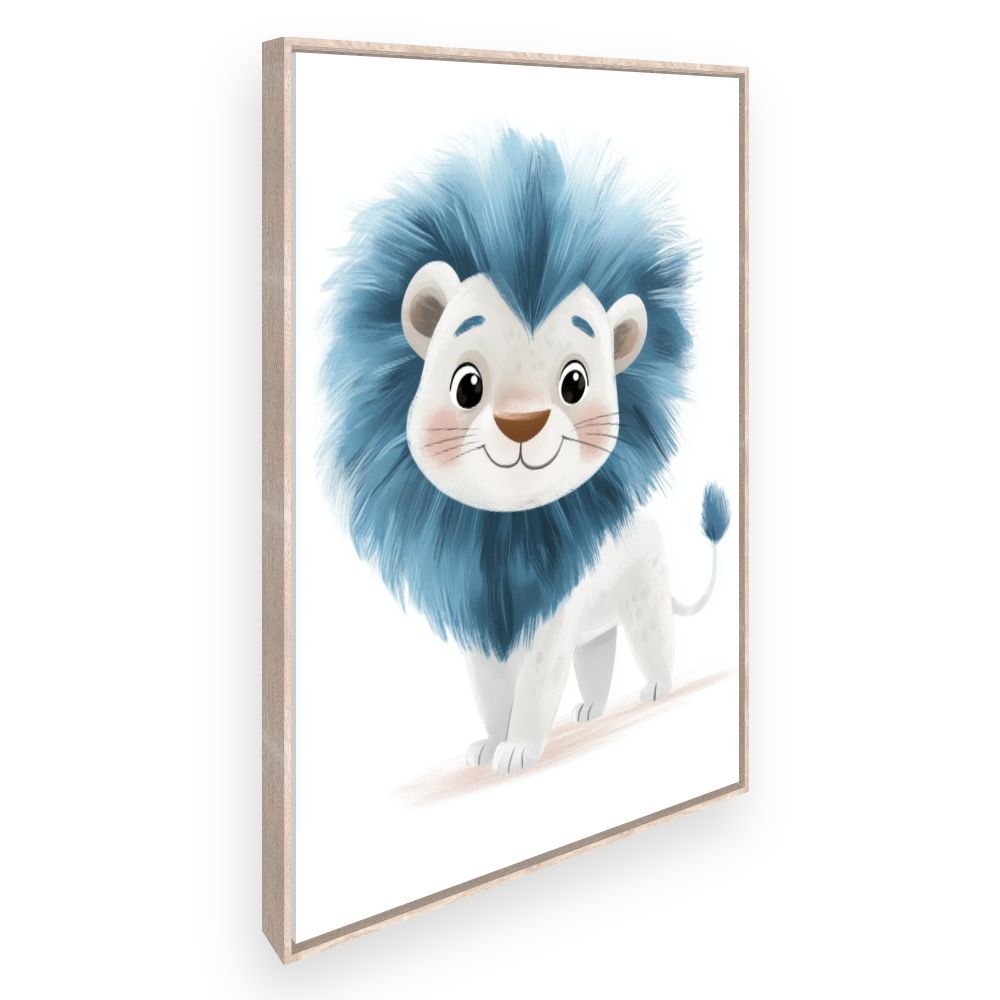 Tableau imprimé pour enfants 'Lionceau bleu adorable'