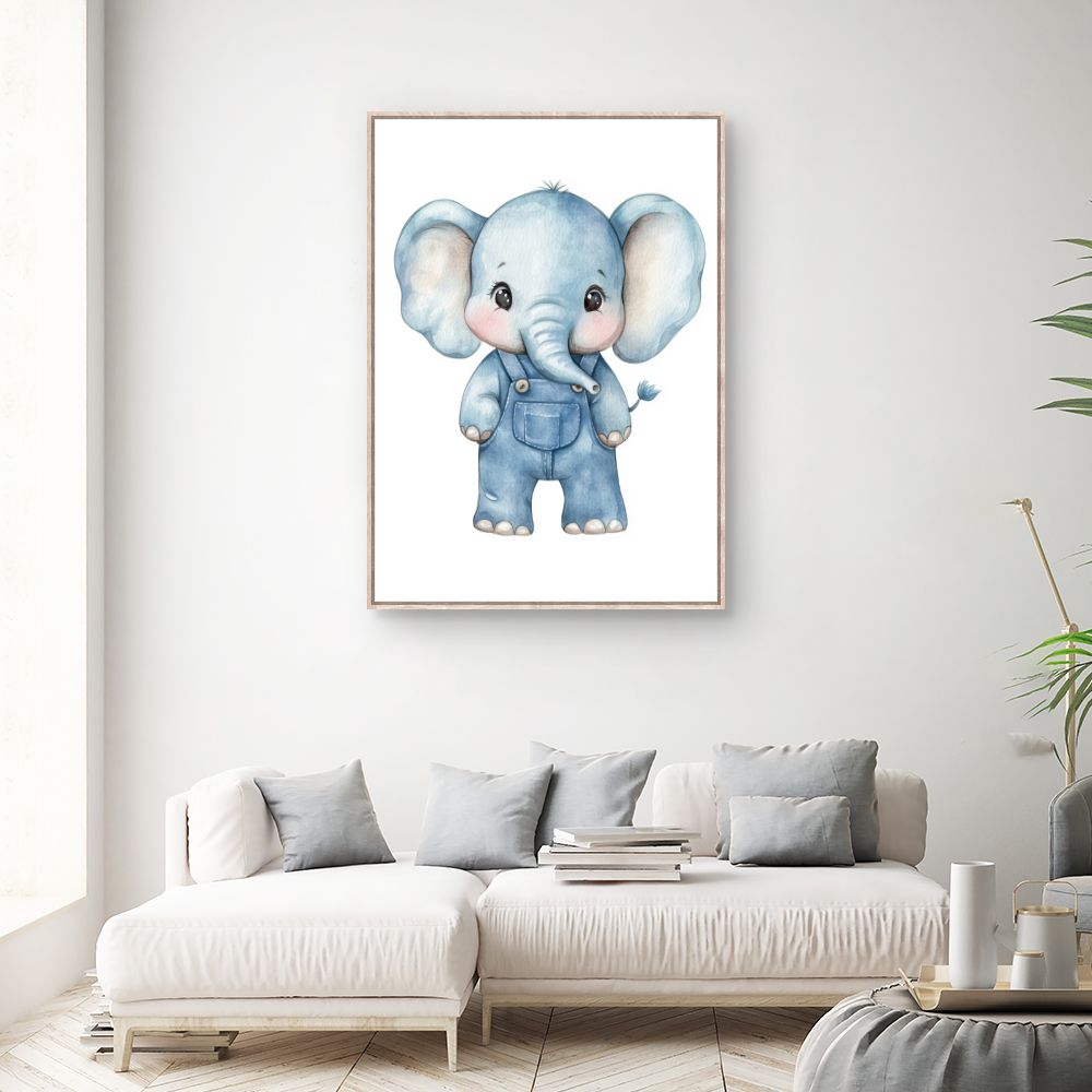 Tableau imprimé pour enfants 'Éléphant adorable'