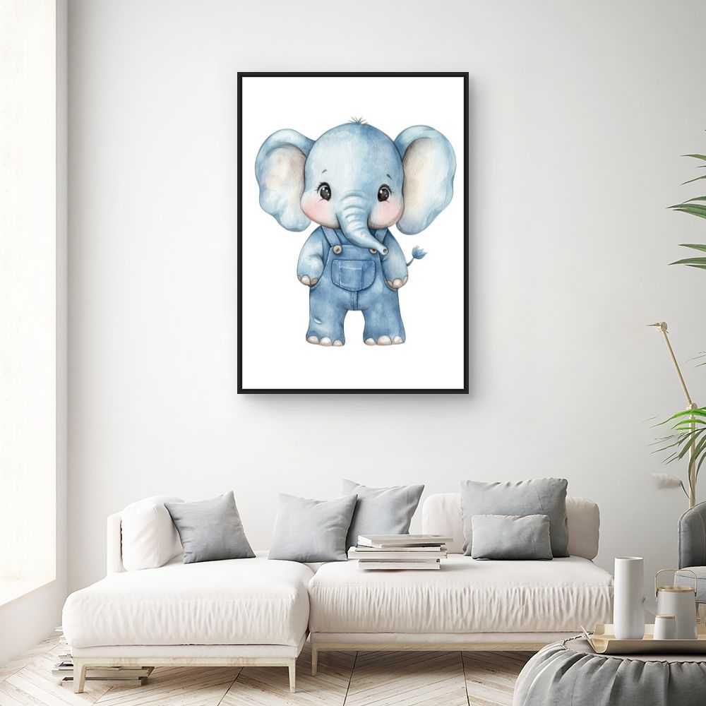 Tableau imprimé pour enfants 'Éléphant adorable'