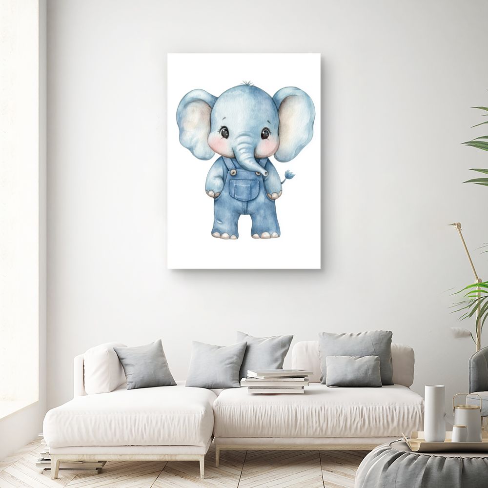 Tableau imprimé pour enfants 'Éléphant adorable'
