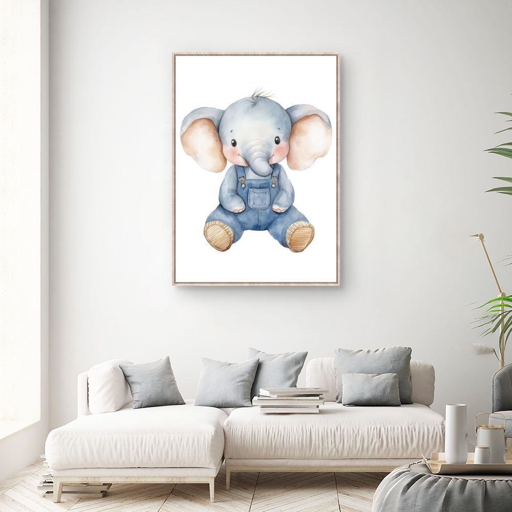 Tableau imprimé pour enfants 'Éléphant adorable'