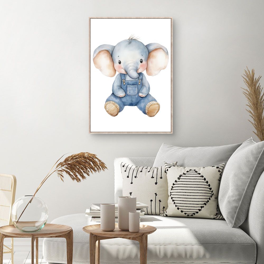 Tableau imprimé pour enfants 'Éléphant adorable'