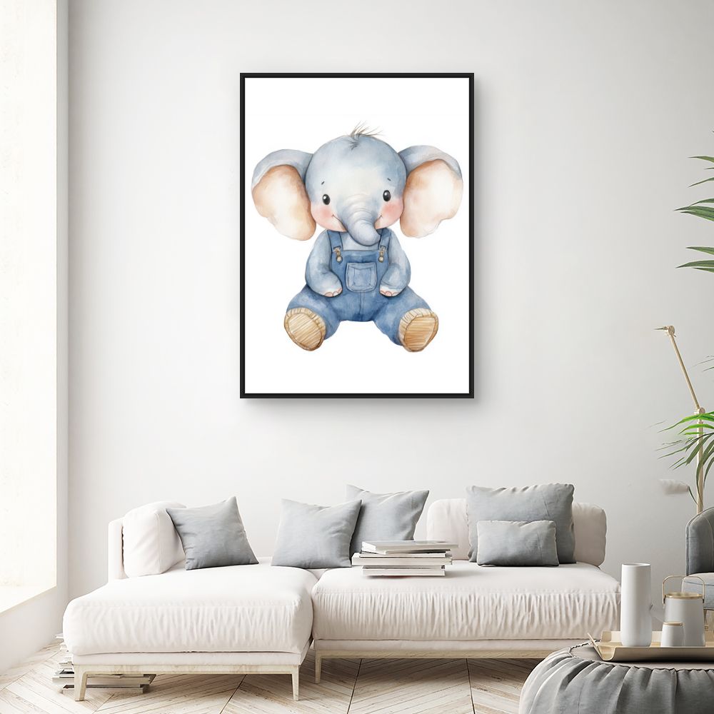 Tableau imprimé pour enfants 'Éléphant adorable'