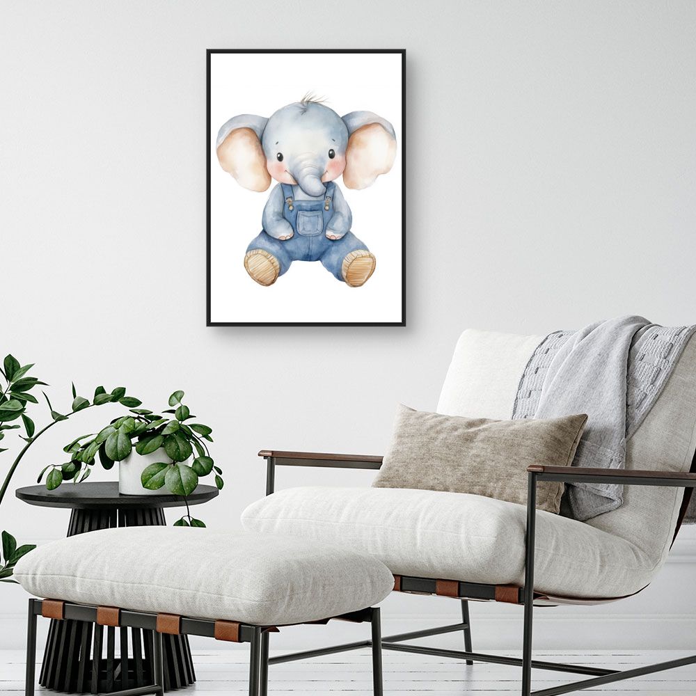 Tableau imprimé pour enfants 'Éléphant adorable'