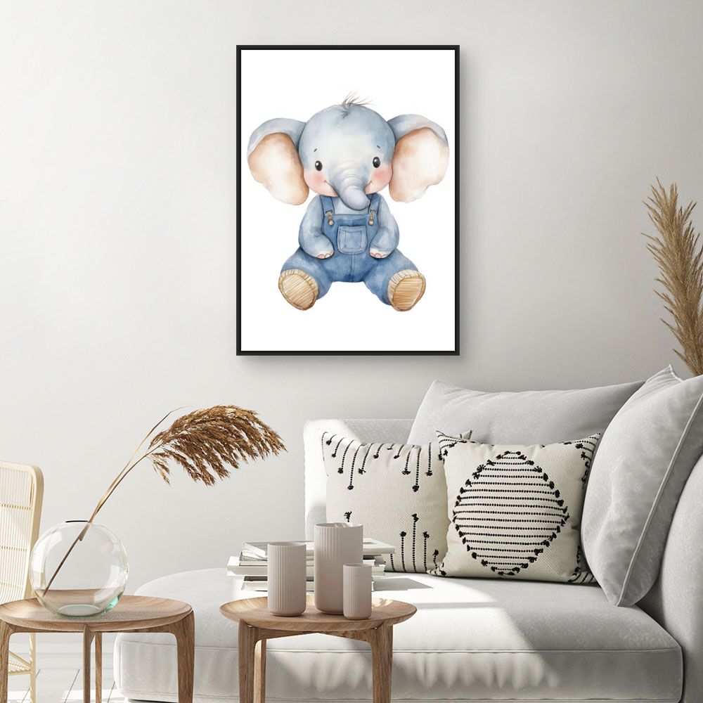 Tableau imprimé pour enfants 'Éléphant adorable'