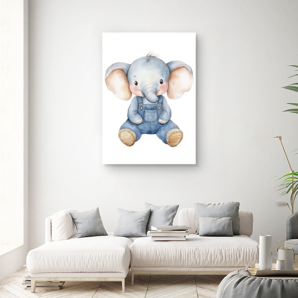 Tableau imprimé pour enfants 'Éléphant adorable'