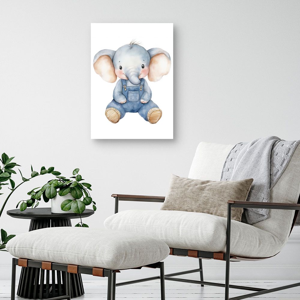 Tableau imprimé pour enfants 'Éléphant adorable'