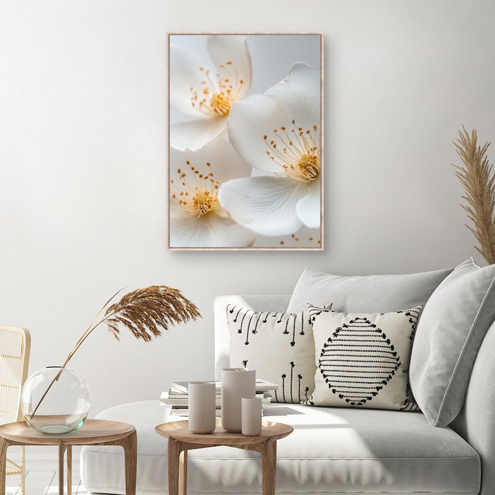 Toile Fleurs délicates – toile cadre naturel (slide 1, 60×90)