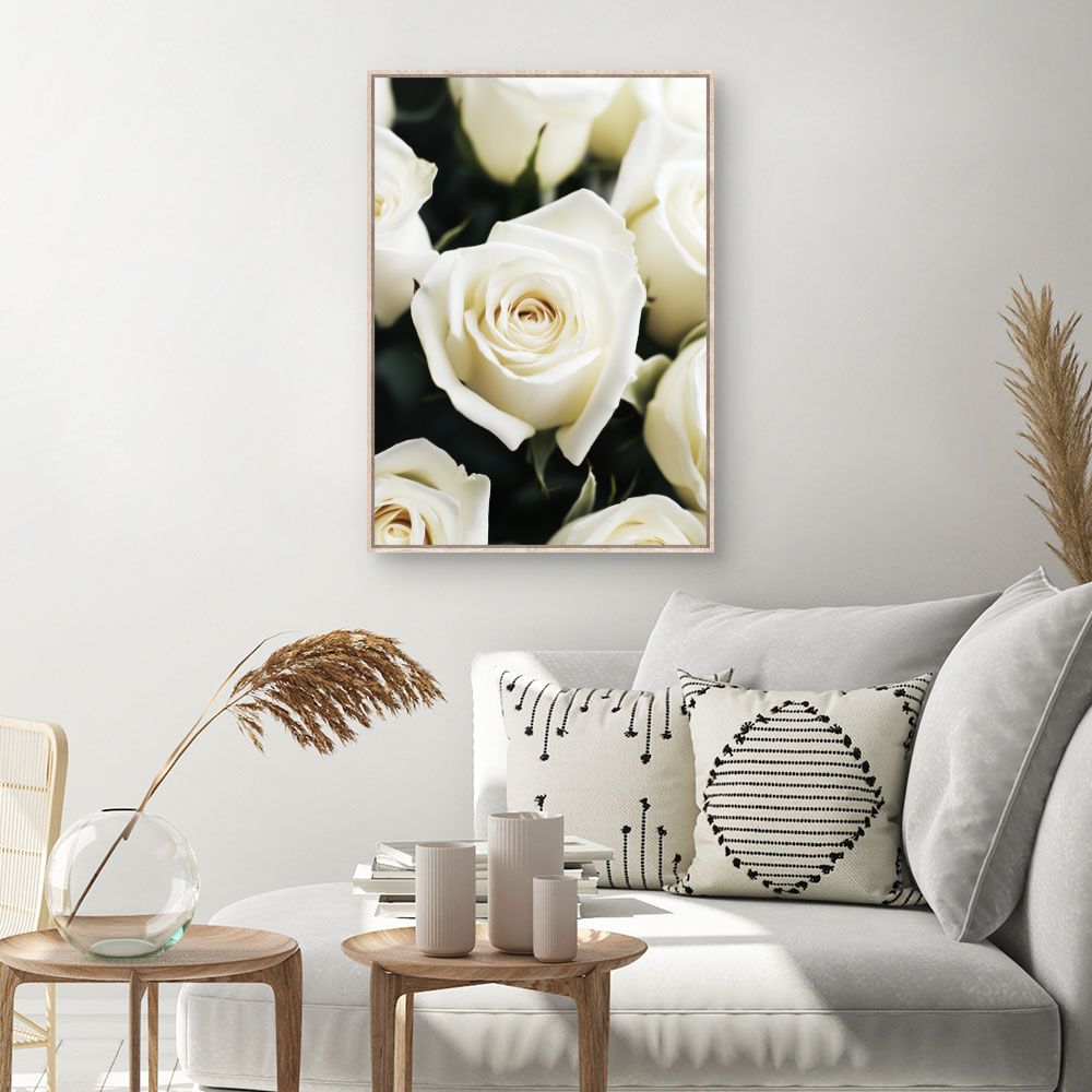 Toile Roses délicates – toile cadre naturel (slide 1, 60×90)