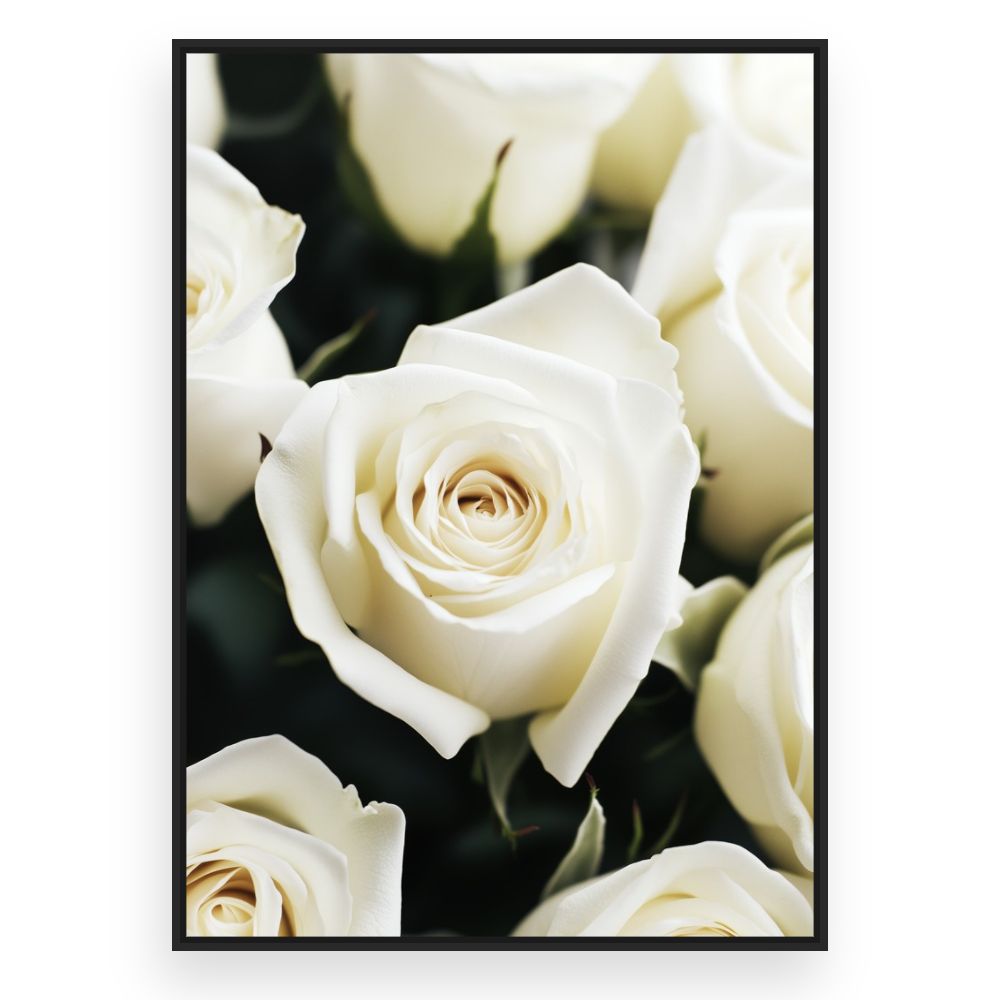 Toile Roses délicates – toile cadre noir (slide 3)