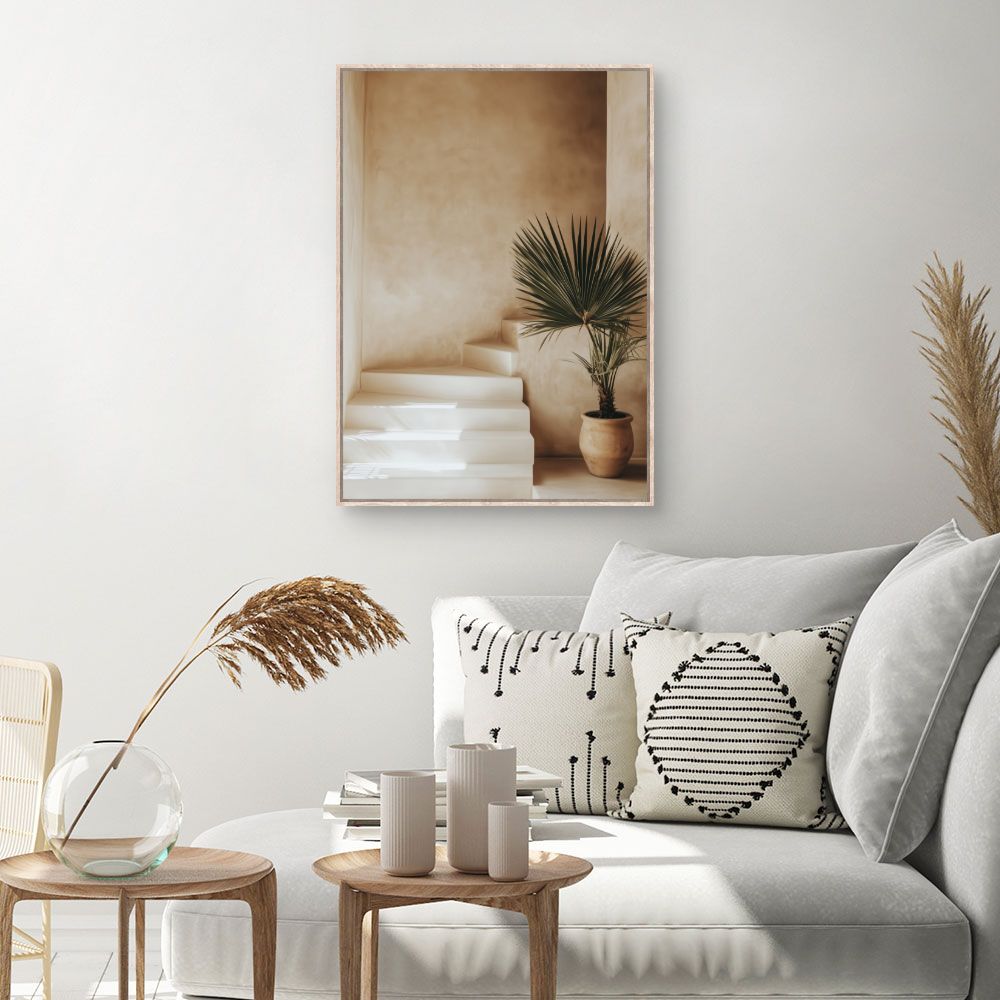 Toile Escalier et plante – toile cadre naturel (slide 1, 60×90)