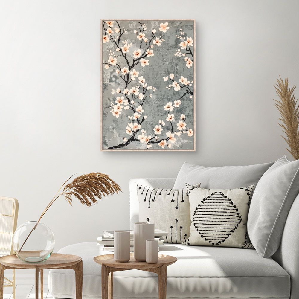 Toile Fleurs délicates – toile cadre naturel (slide 1, 60×90)