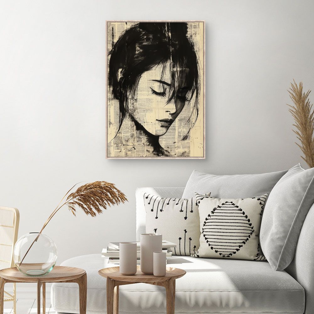 Toile Portrait mystérieux – toile cadre naturel (slide 1, 60×90)