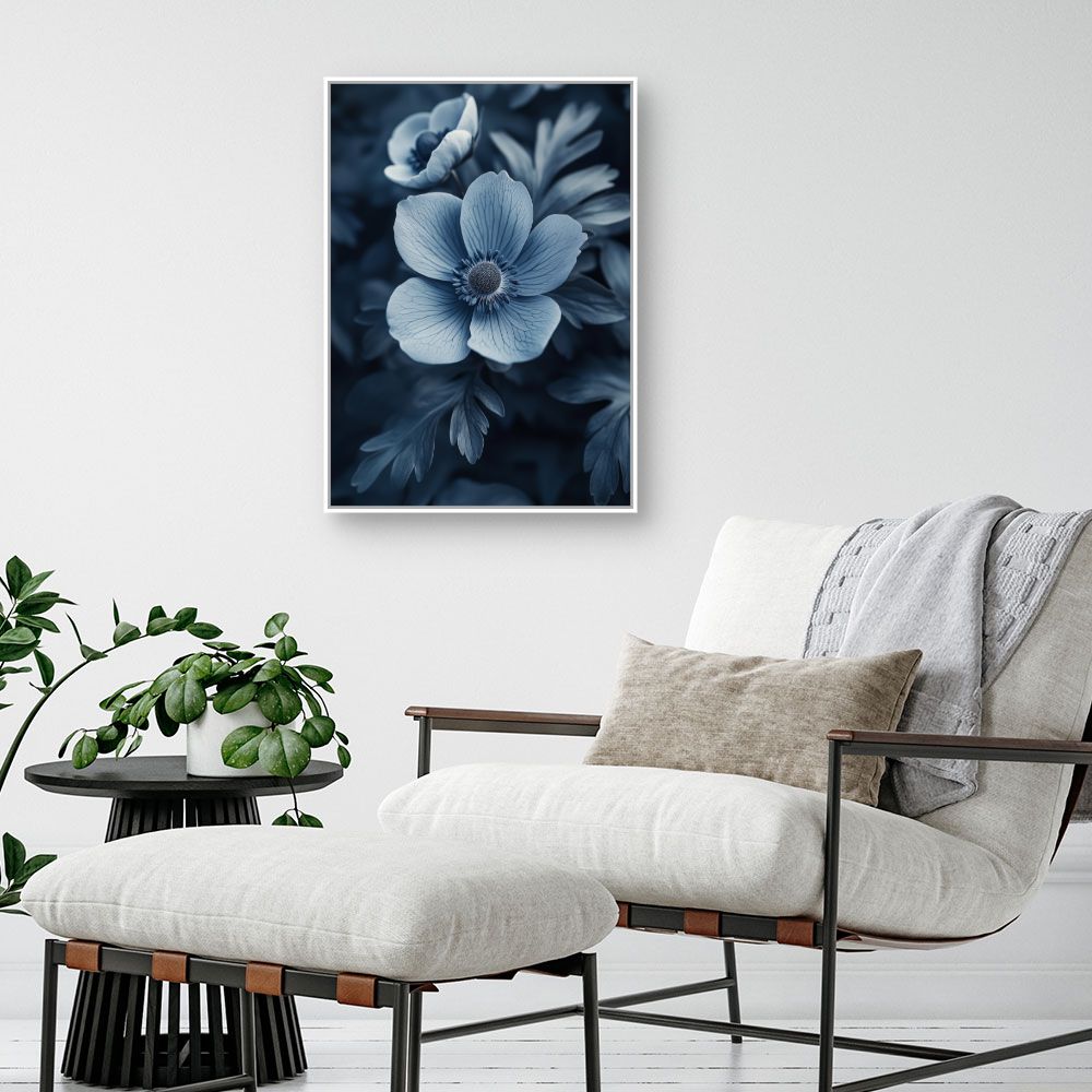 Toile "Fleurs élégantes bleues"