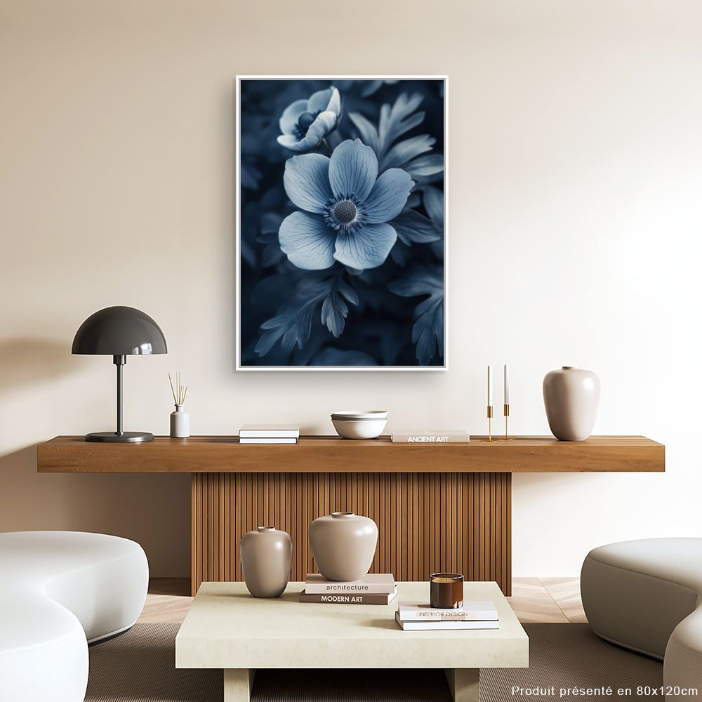 Toile "Fleurs élégantes bleues"