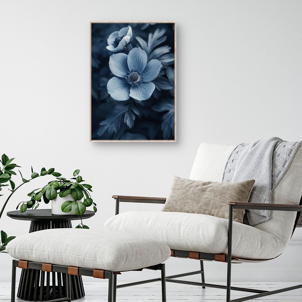 Toile "Fleurs élégantes bleues"