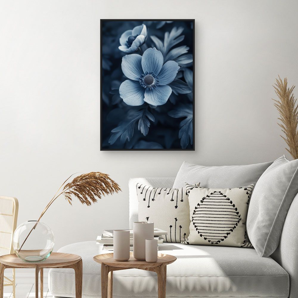 Toile "Fleurs élégantes bleues"