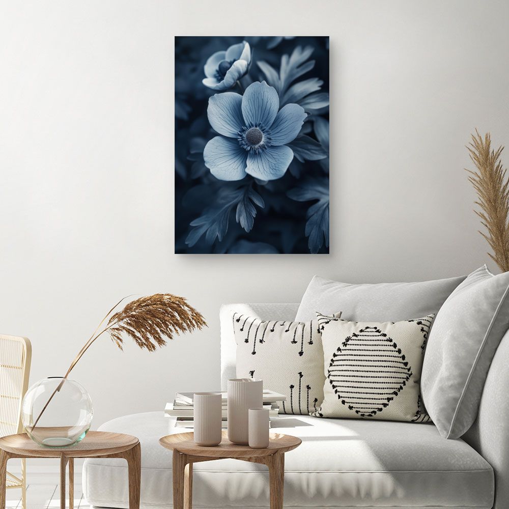 Toile "Fleurs élégantes bleues"