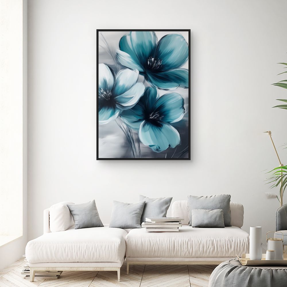 Toile "Fleurs bleues vibrantes"