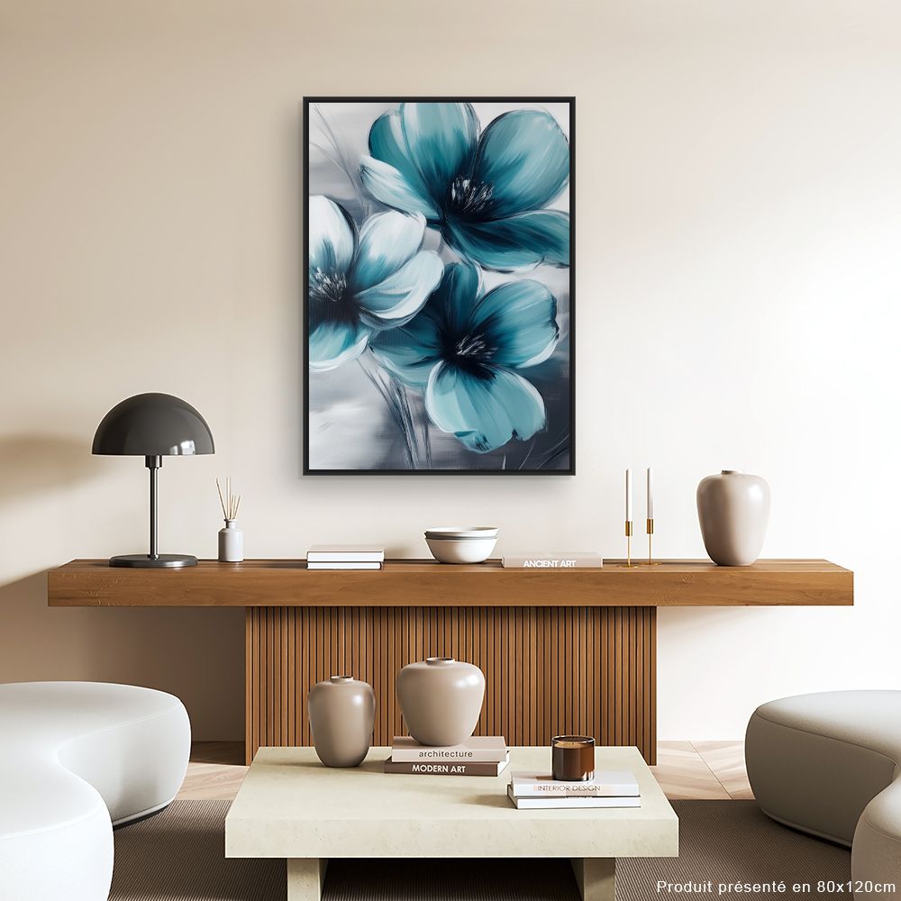 Toile "Fleurs bleues vibrantes"