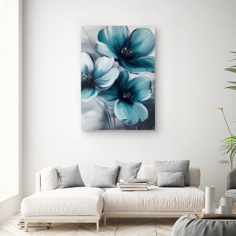 Toile "Fleurs bleues vibrantes"