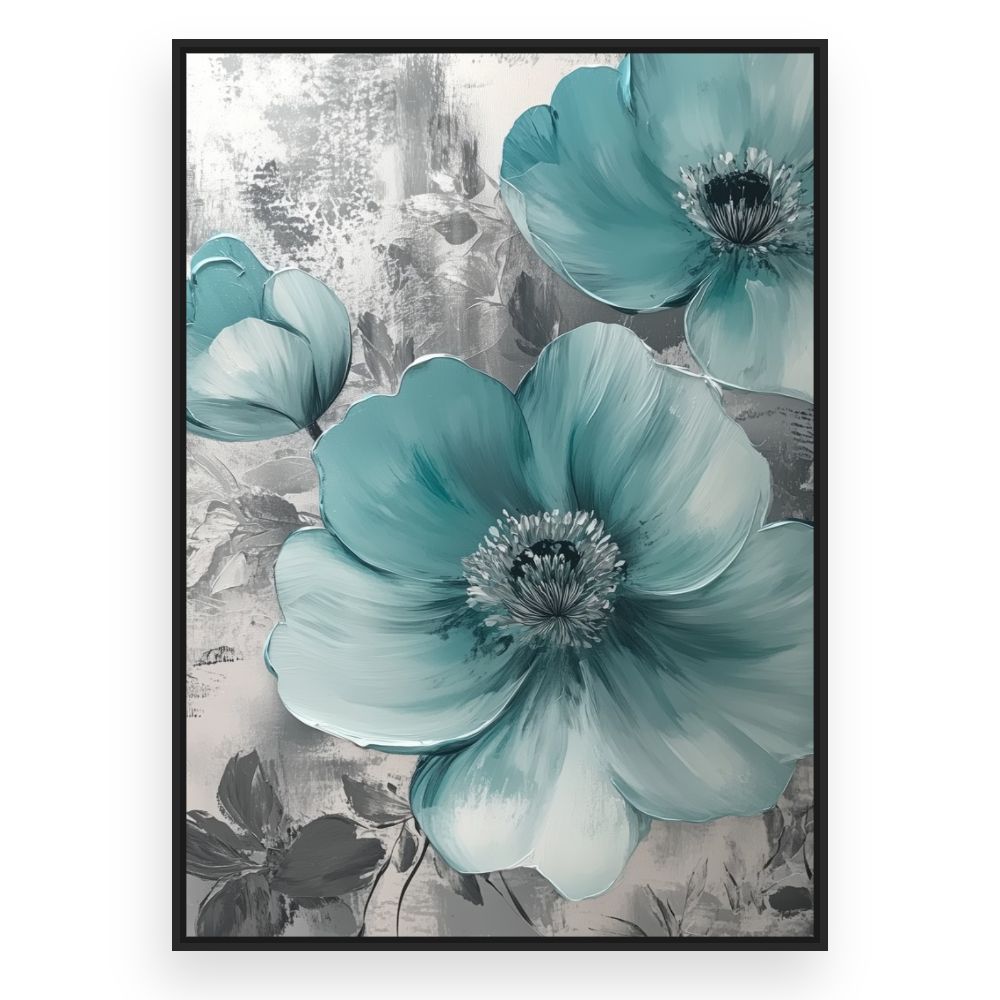 Toile Fleurs élégantes – toile cadre noir (slide 3)