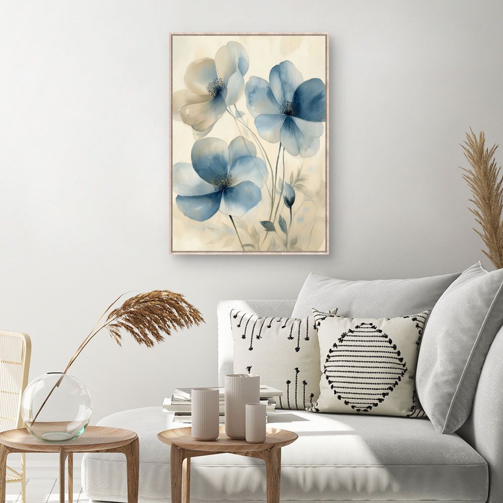 Toile Fleurs délicates – toile cadre naturel (slide 1, 60×90)