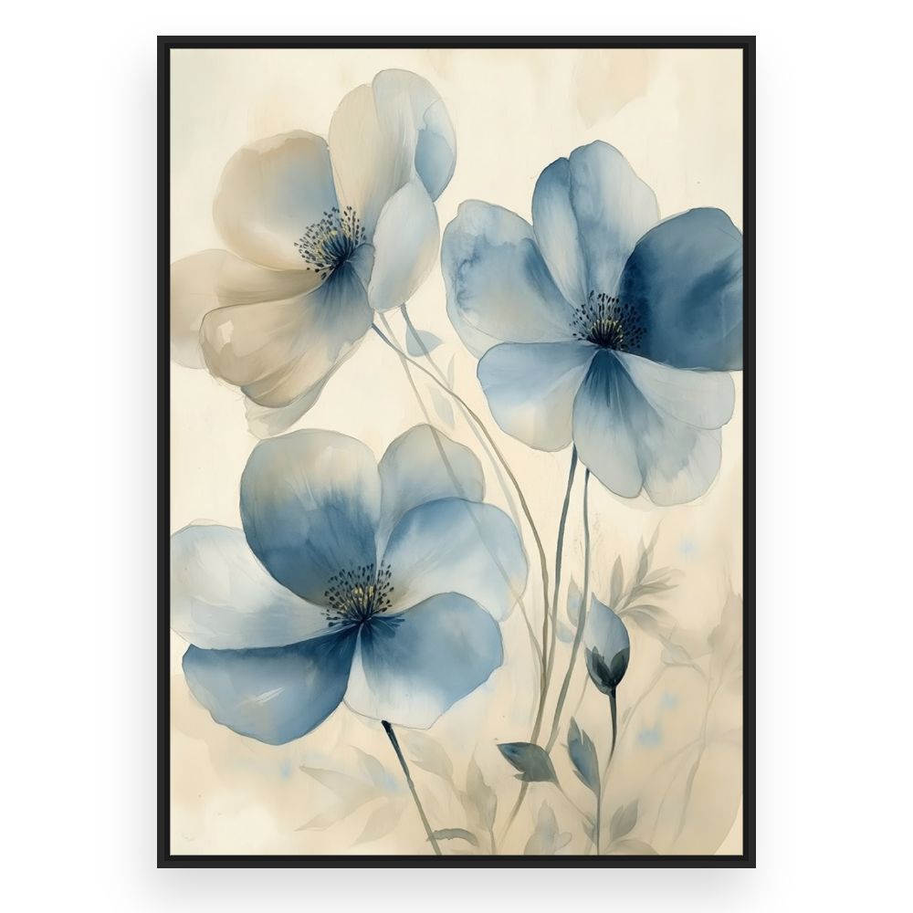 Toile Fleurs délicates – toile cadre noir (slide 3)