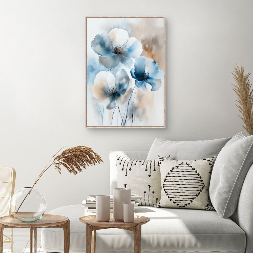 Toile Fleurs élégantes – toile cadre naturel (slide 1, 60×90)