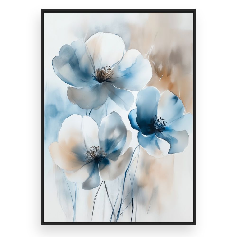 Toile Fleurs élégantes – toile cadre noir (slide 3)