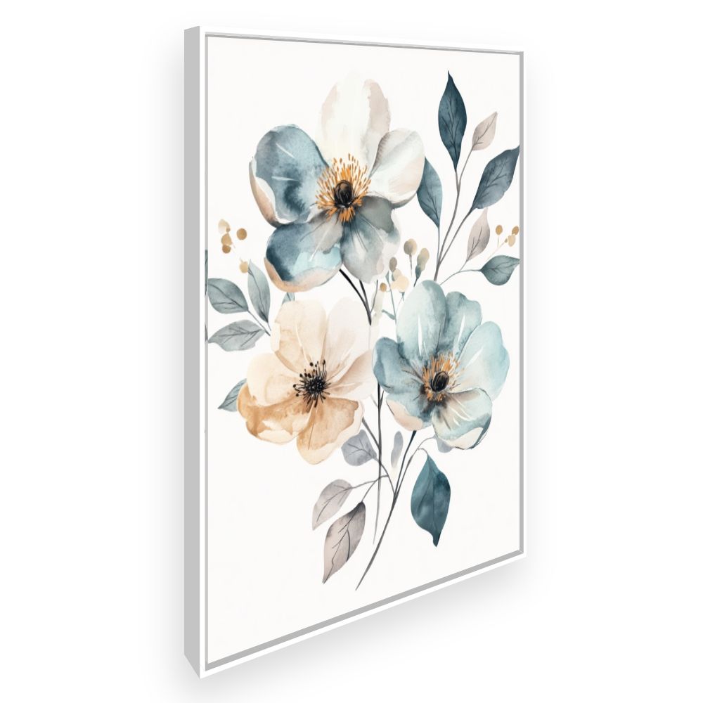 Toile Fleurs élégantes – toile cadre blanc (slide 2)