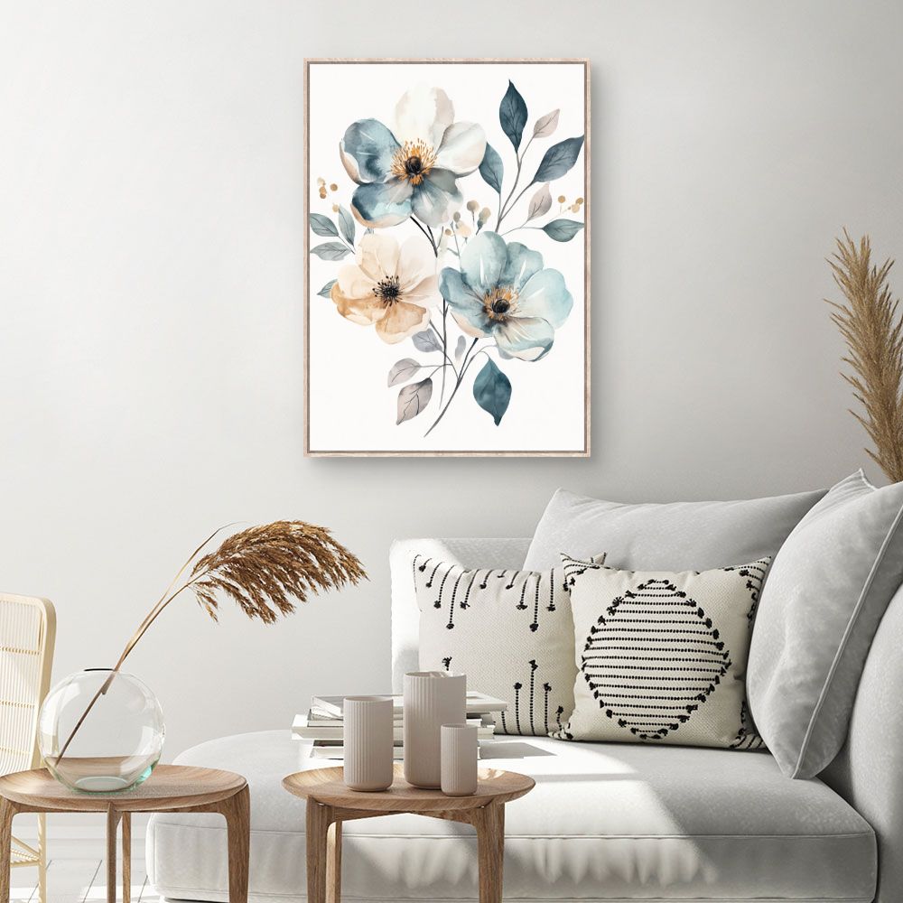 Toile Fleurs élégantes – toile cadre naturel (slide 1, 60×90)