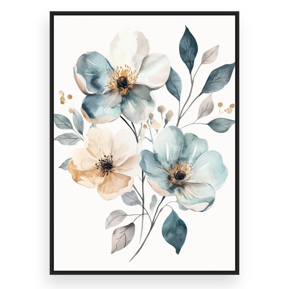 Toile Fleurs élégantes – toile cadre noir (slide 3)