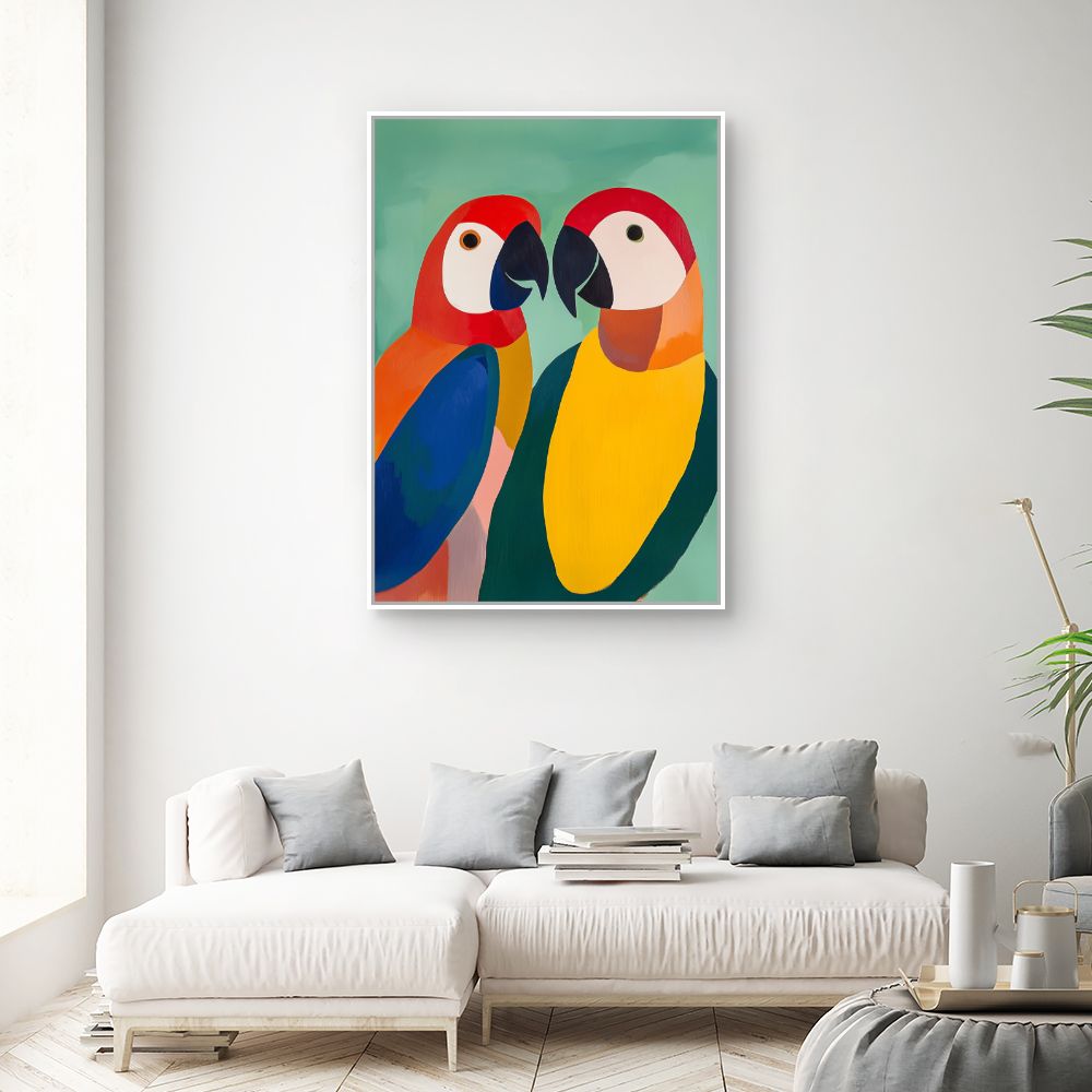 Toile "Perroquets colorés"