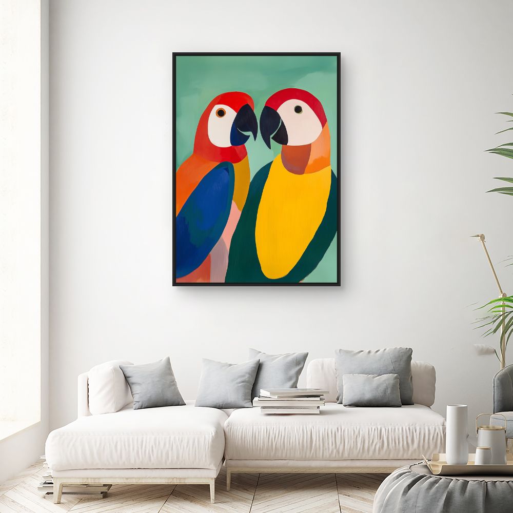 Toile "Perroquets colorés"