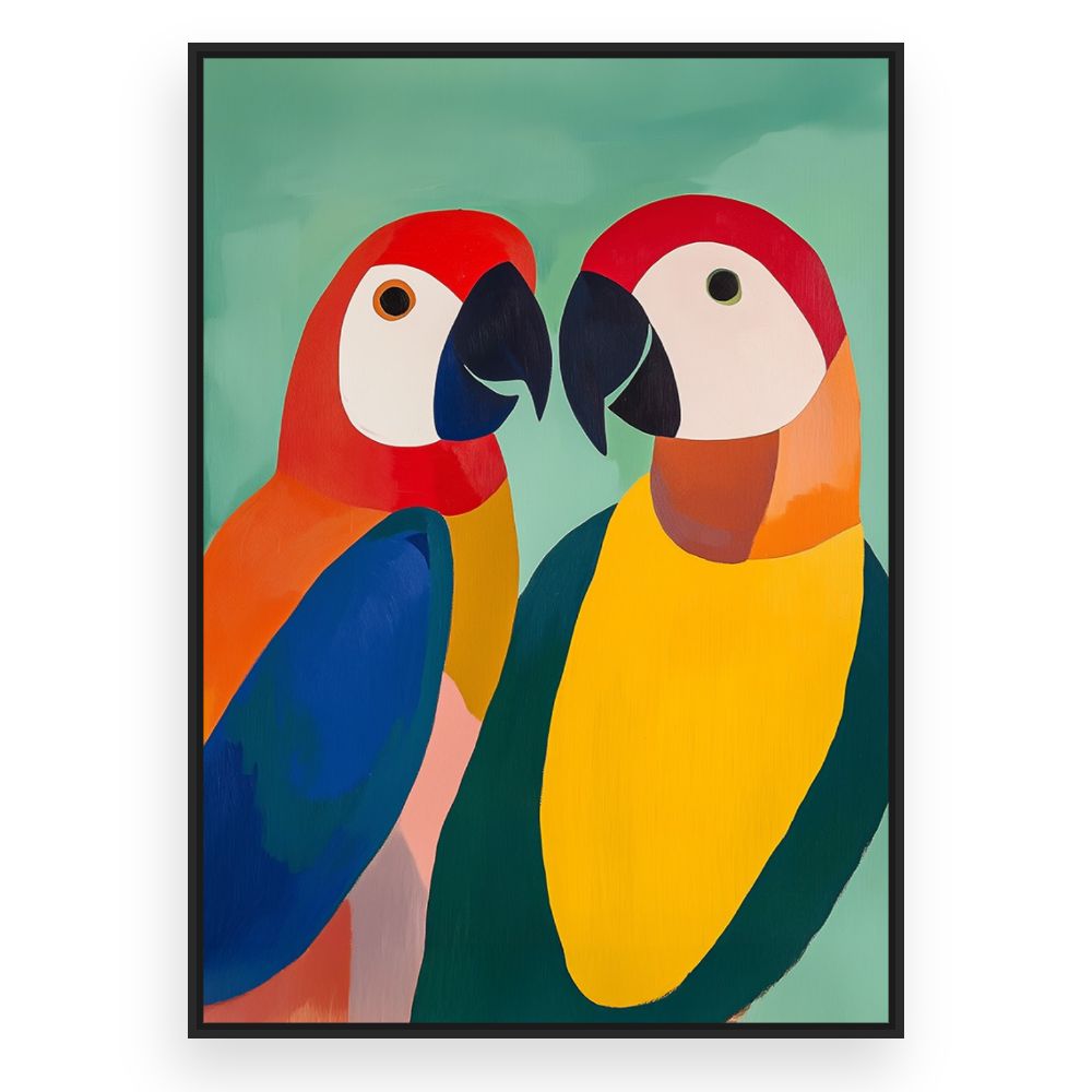 Toile Perroquets colorés – toile cadre noir (slide 3)