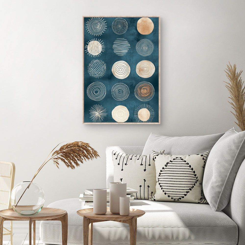 Toile Cercles abstraits élégants – toile cadre naturel (slide 1, 60×90)