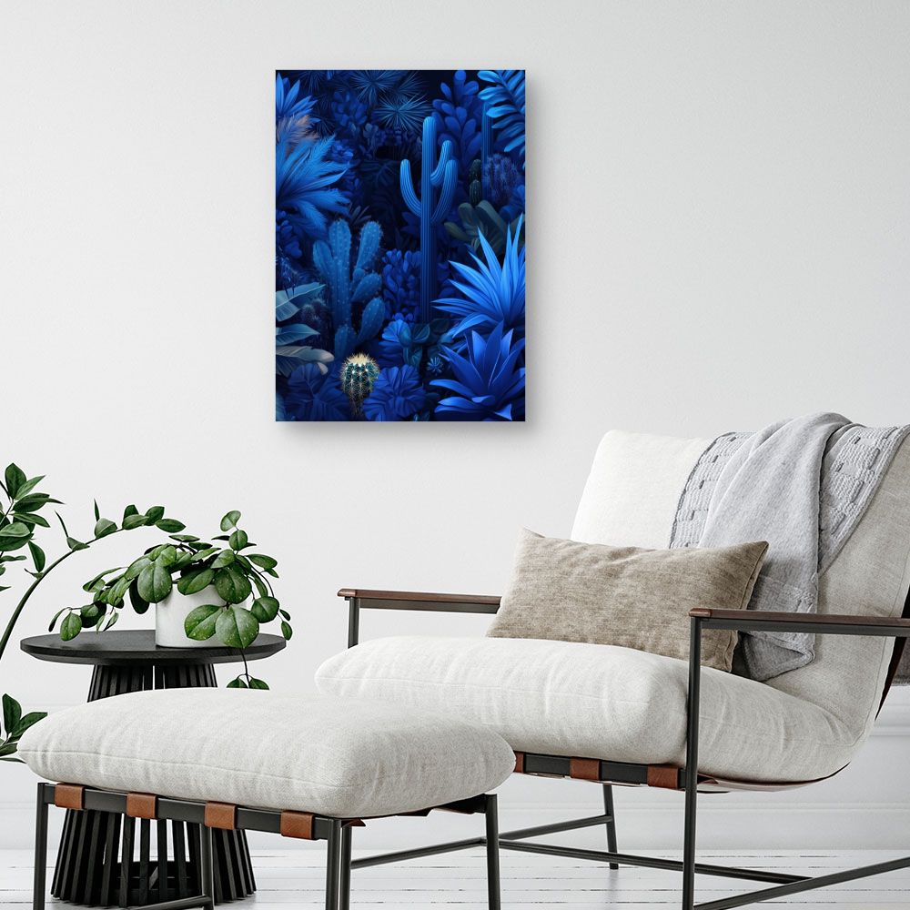 Toile "Forêt exotique bleue"