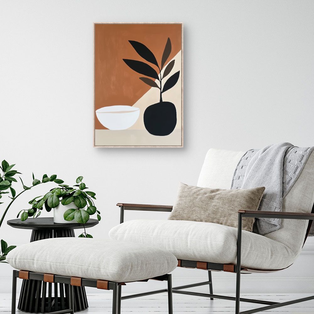 Toile "Feuilles et pot"