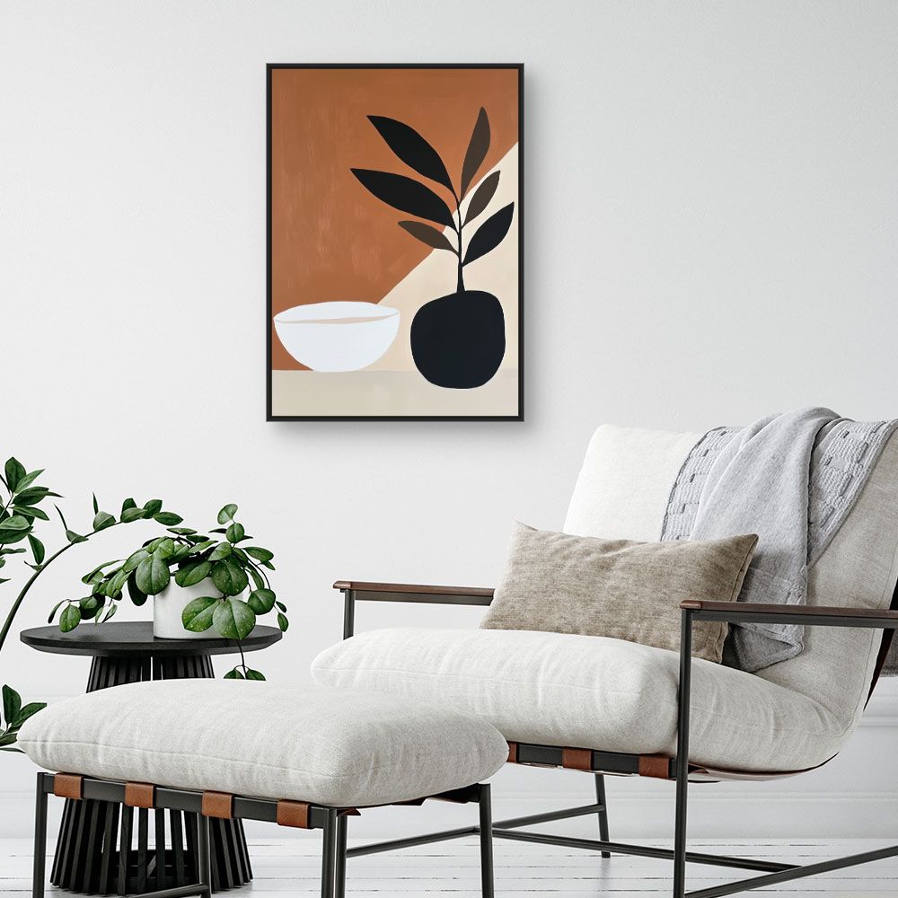 Toile "Feuilles et pot"