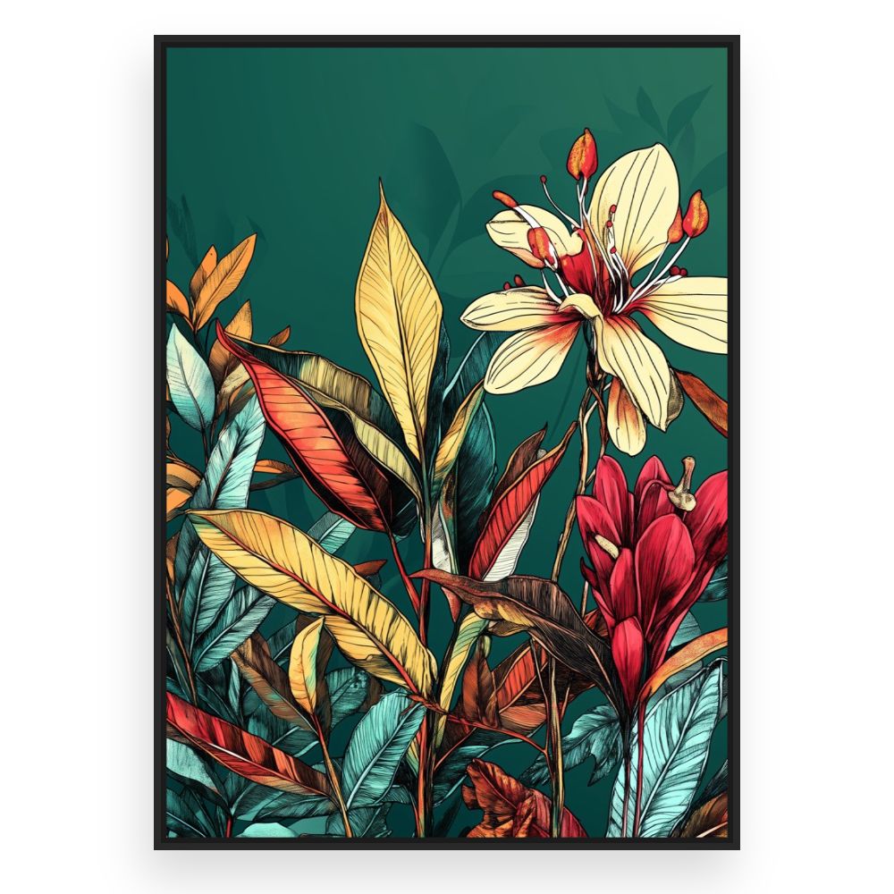 Toile Éclat floral vibrant – toile cadre noir (slide 3)