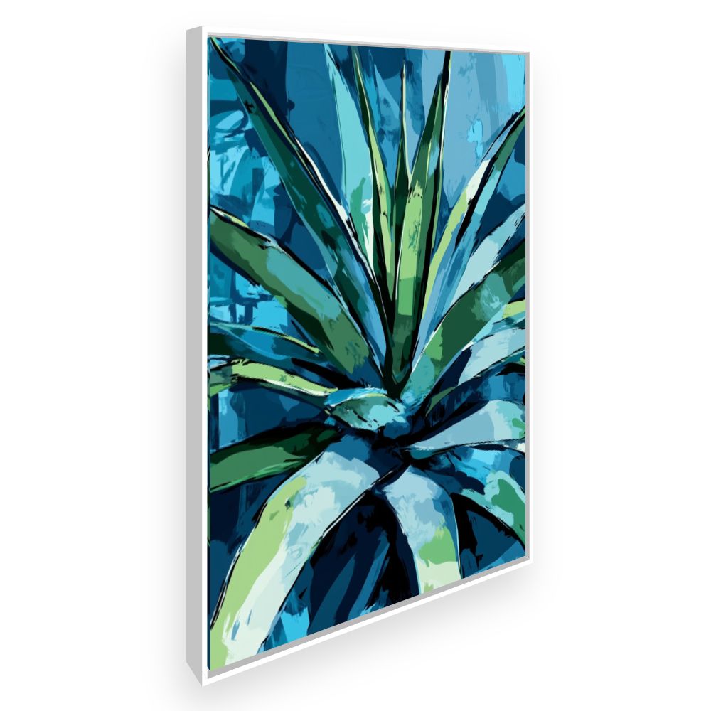 Toile Feuilles tropicales vibrantes – toile cadre blanc (slide 2)