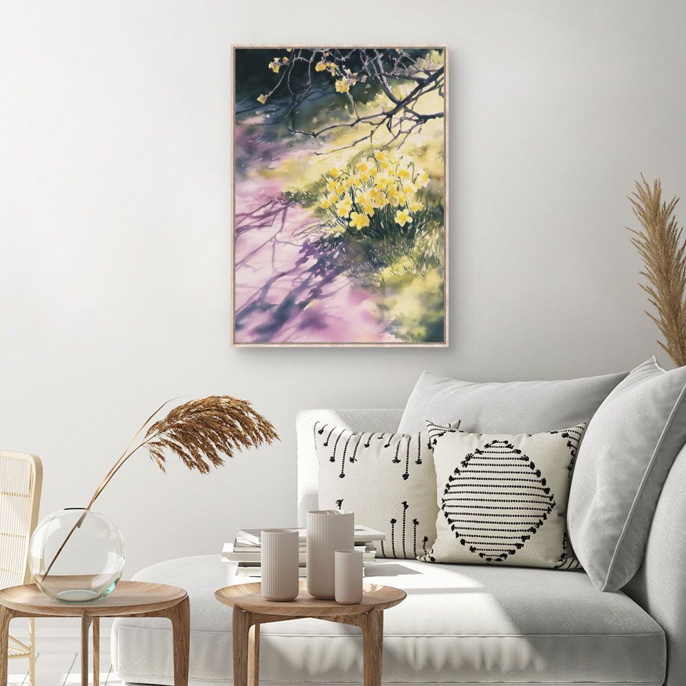 Toile Fleurs ensoleillées – toile cadre naturel (slide 1, 60×90)