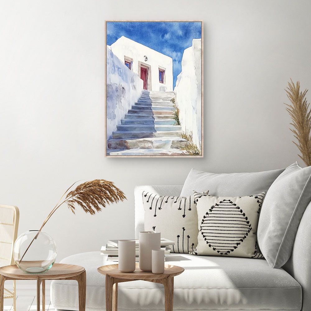 Toile Escalier ensoleillé – toile cadre naturel (slide 1, 60×90)