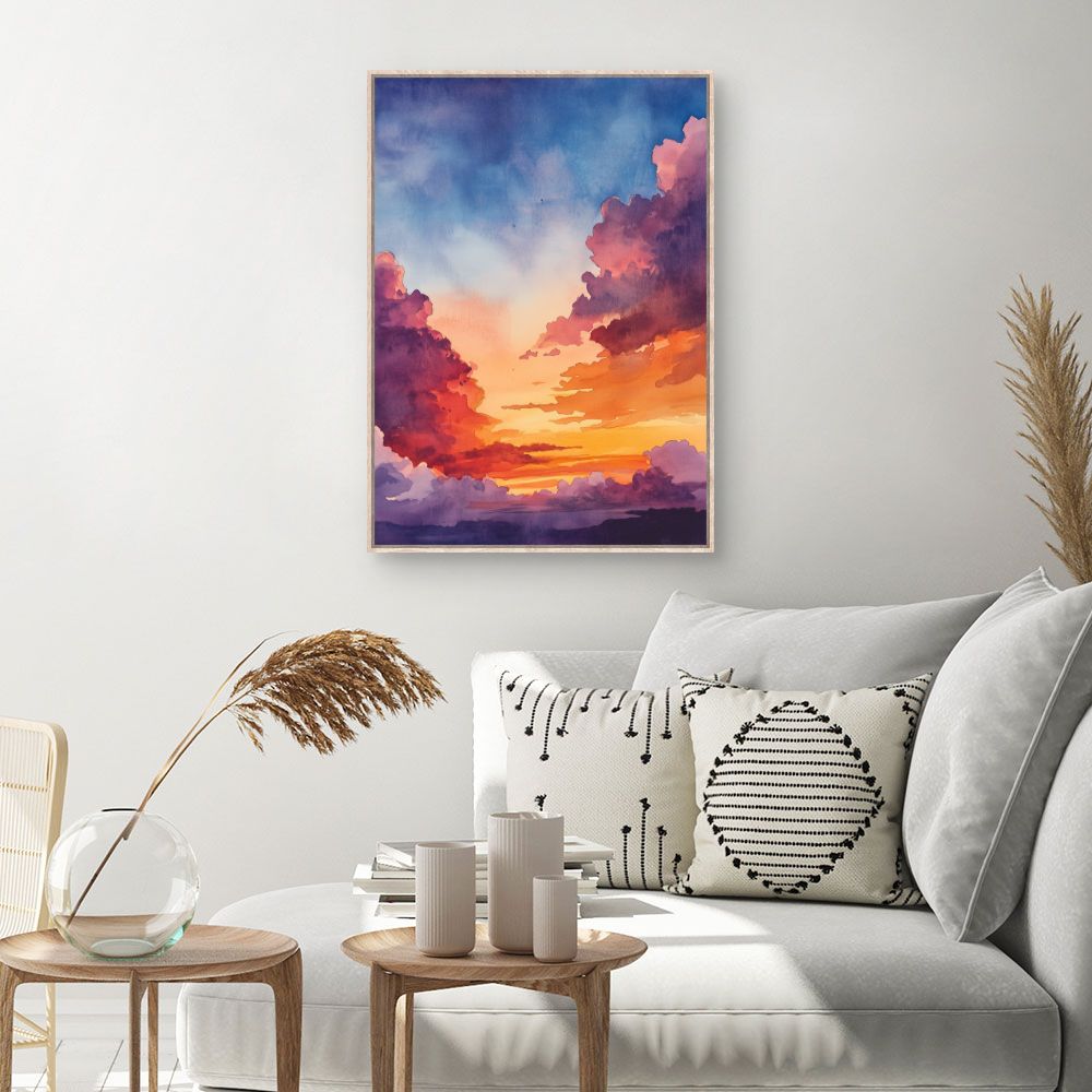 Toile Coucher de soleil vibrant – toile cadre naturel (slide 1, 60×90)