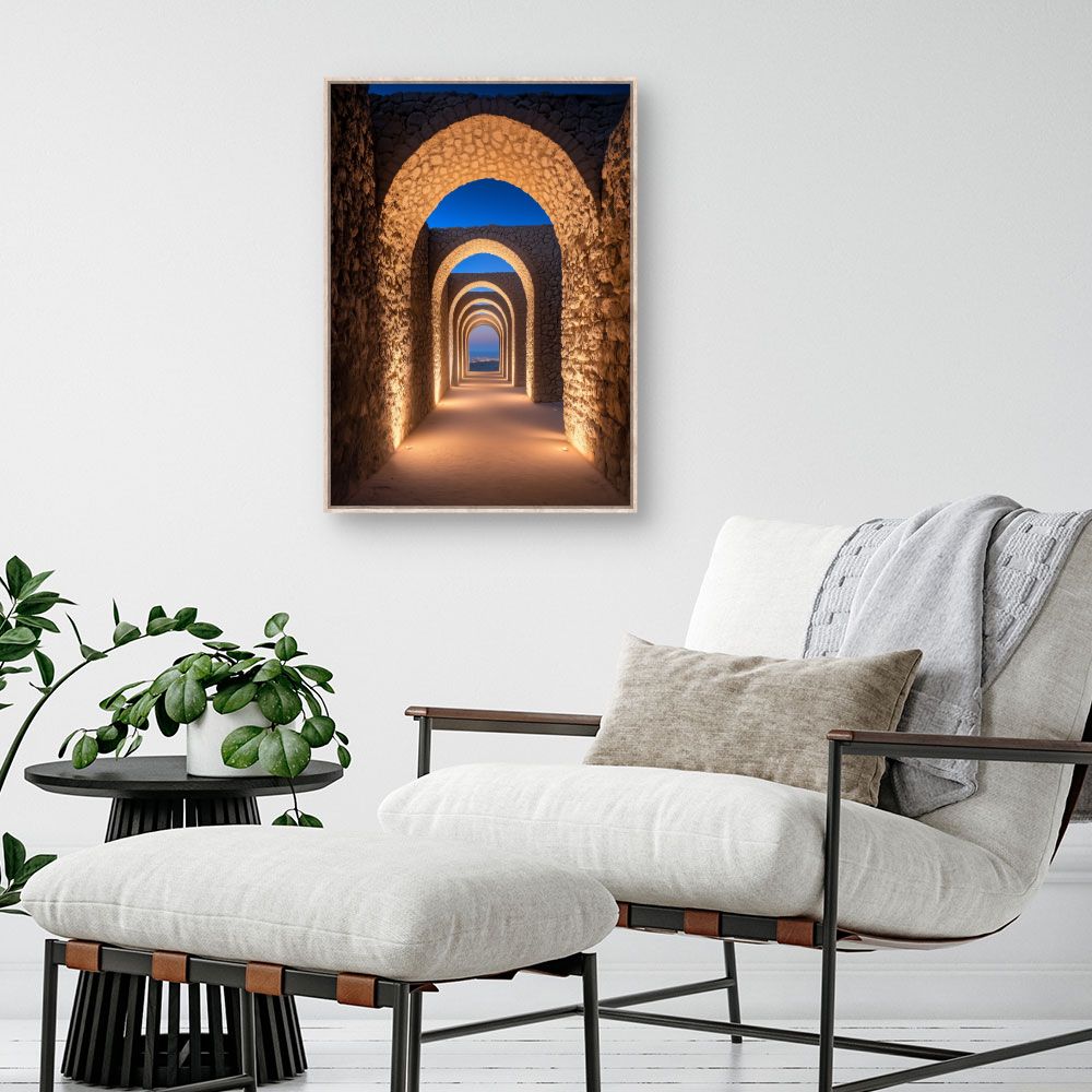 Toile "Arches mystiques illuminées"