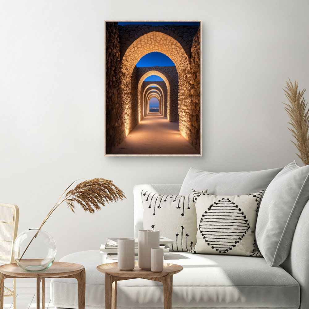 Toile Arches mystiques illuminées – toile cadre naturel (slide 1, 60×90)