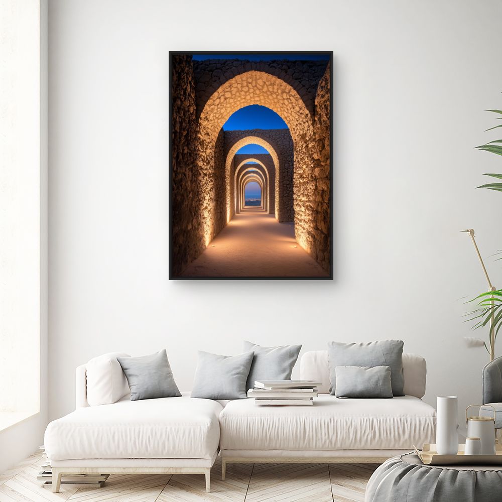 Toile "Arches mystiques illuminées"